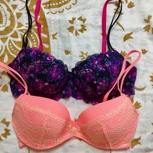 Victoria Secret Pink & Demi Push Up Bra Bundle